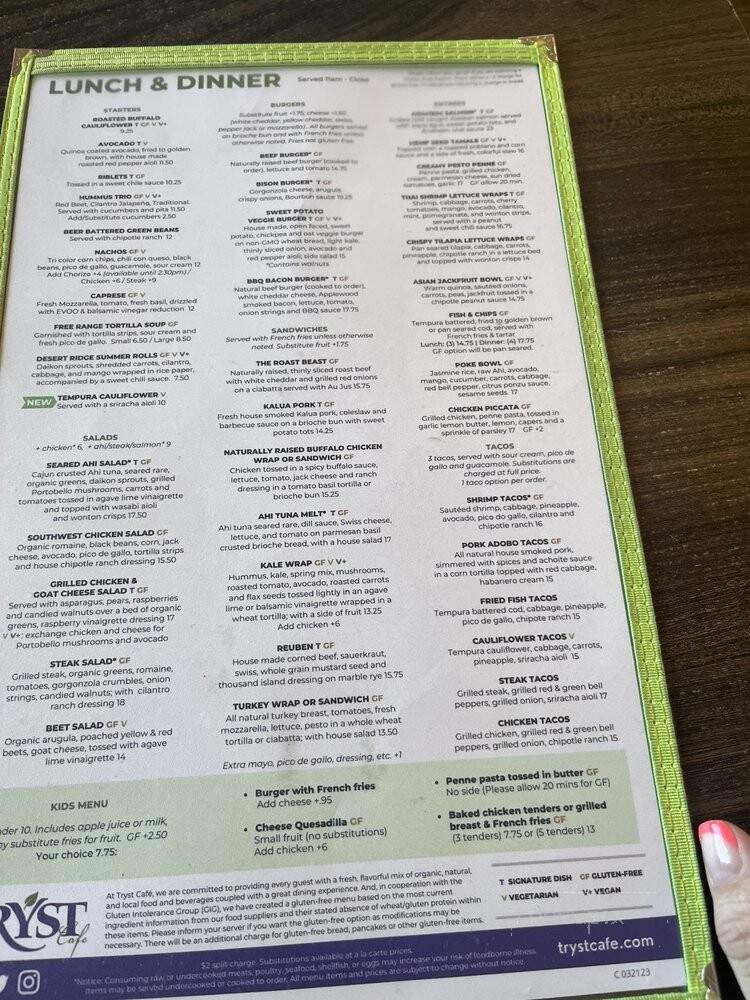 Tryst Cafe - Chandler, AZ menu_pic