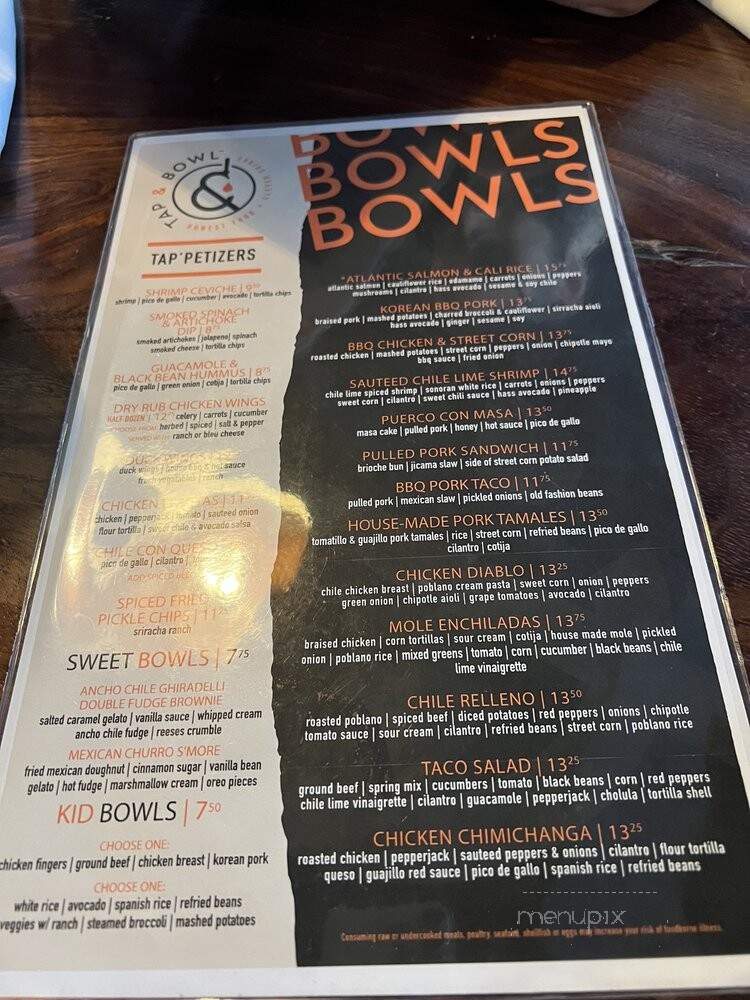 Tap And Bowl - Scottsdale, AZ menu_pic