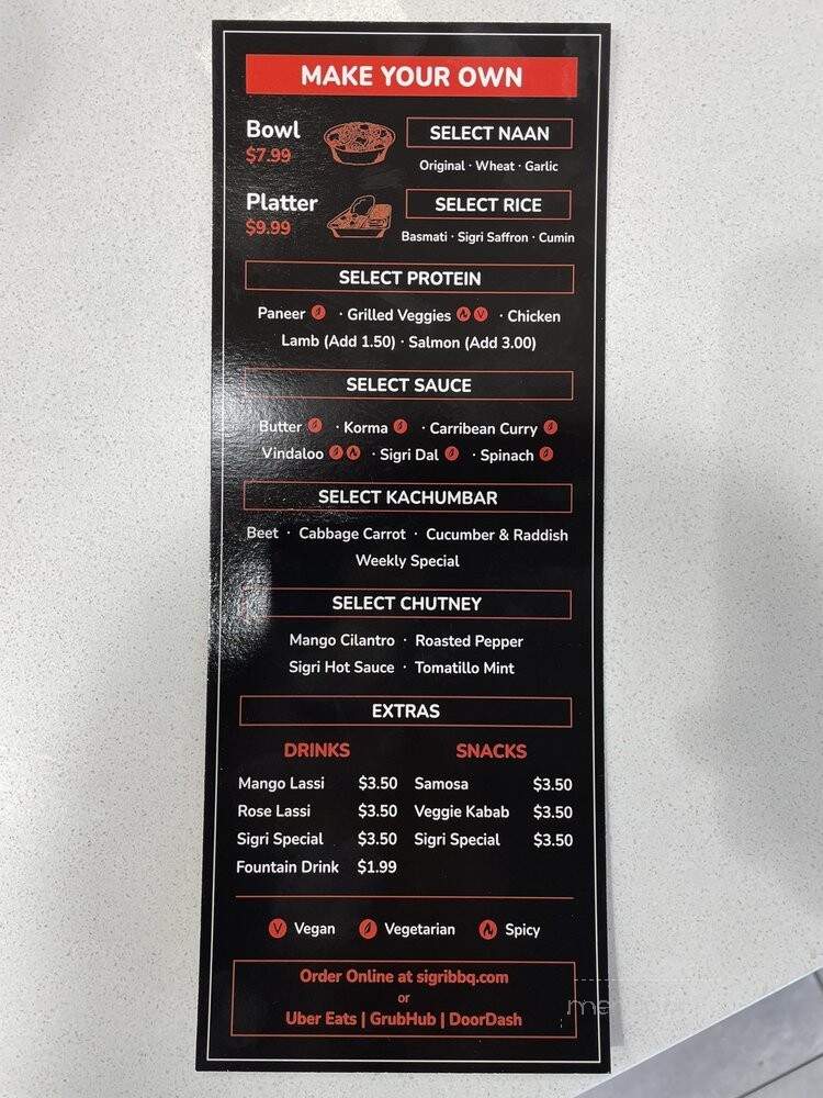 Sigri Indian BBQ - Newark, NJ menu_pic