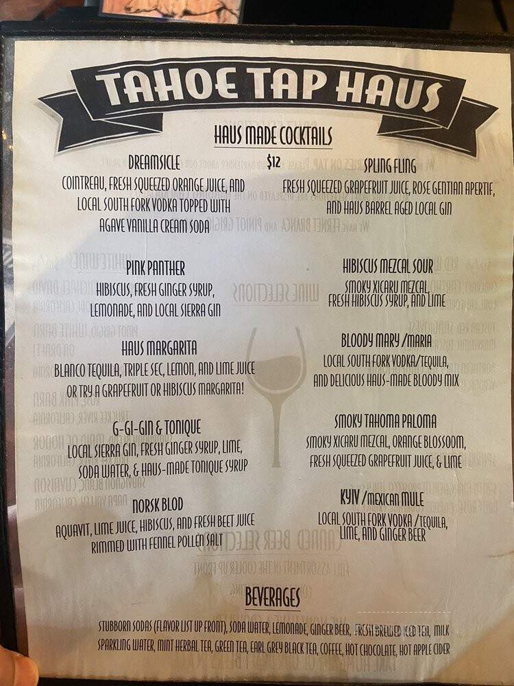 Tahoe Tap Haus - Tahoe City, CA menu_pic