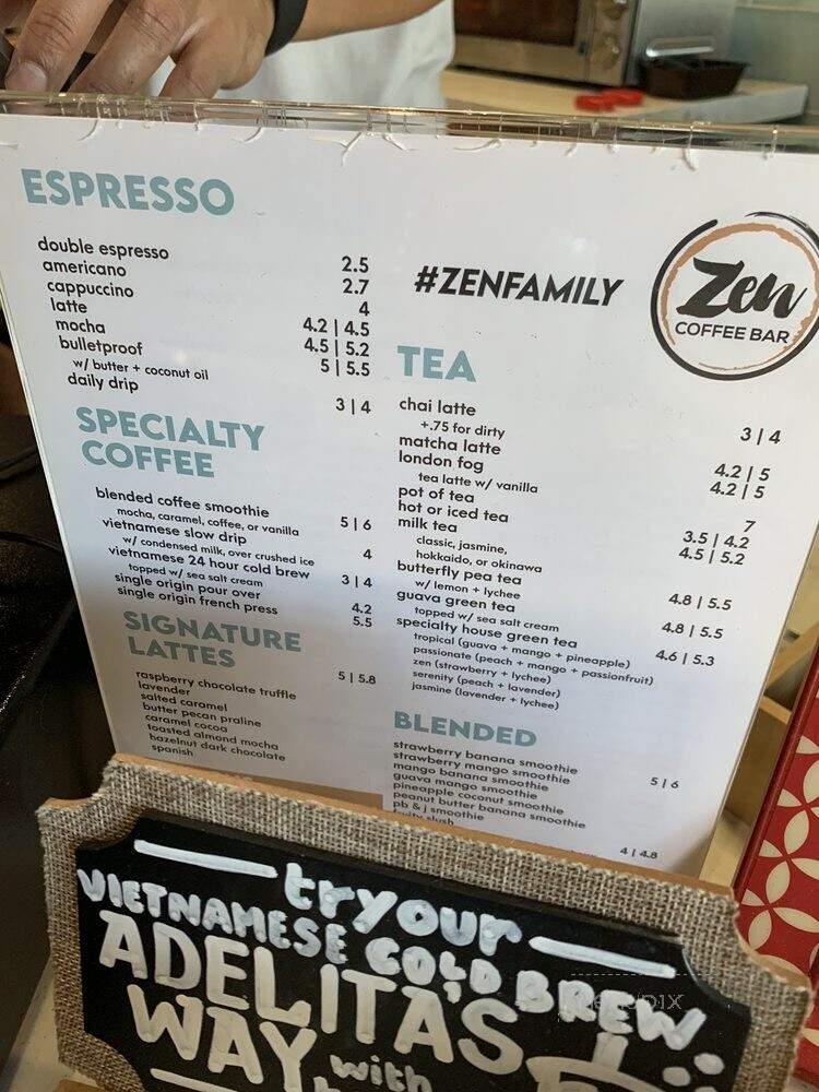 Zen Coffee Bar - Henderson, NV menu_pic