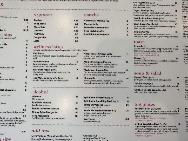 Parakeet Cafe Little Italy - San Diego, CA menu_pic