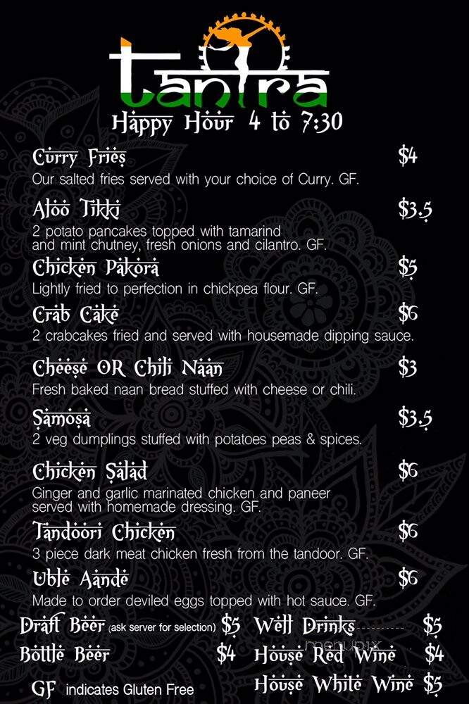 Tantra Indian Cuisine & Bar - Oak Park, CA menu_pic