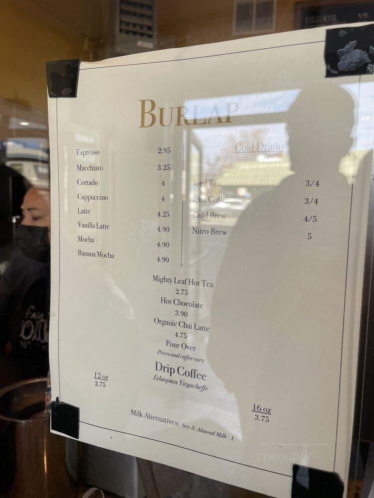 Burlap Coffee - Oakland, CA menu_pic