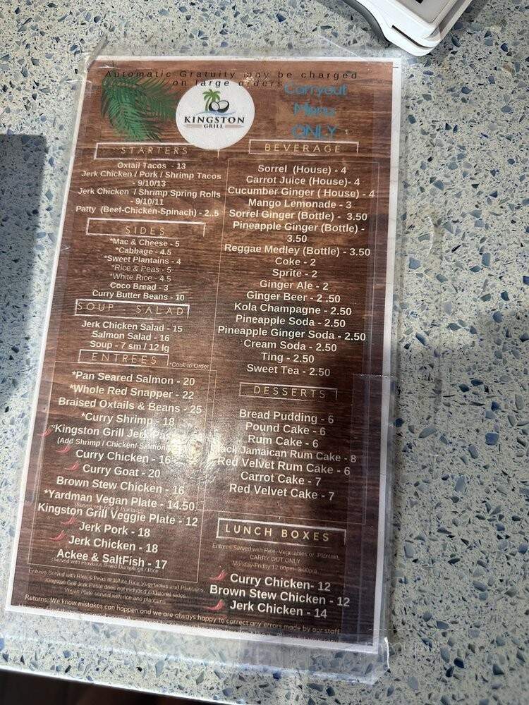 Kingston Grill - Forest Park, GA menu_pic
