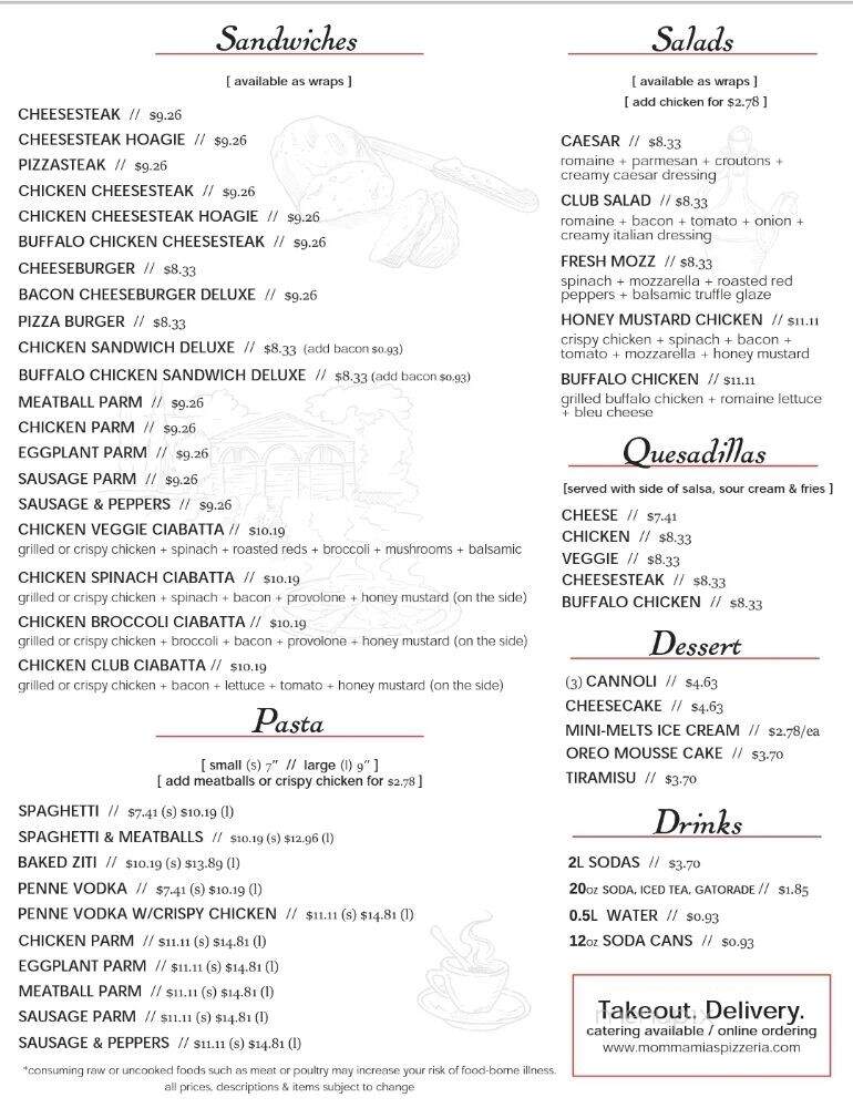 Momma Mia's Pizzeria - Philadelphia, PA menu_pic