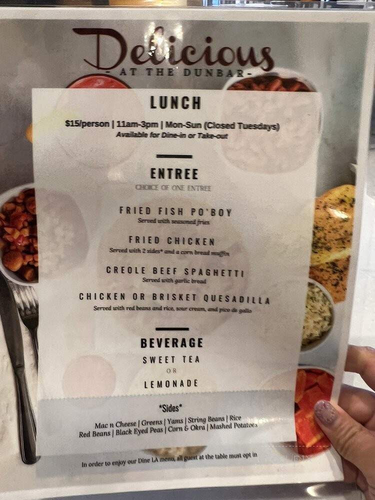 Delicious at the Dunbar - Los Angeles, CA menu_pic