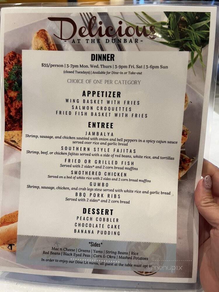 Delicious at the Dunbar - Los Angeles, CA menu_pic