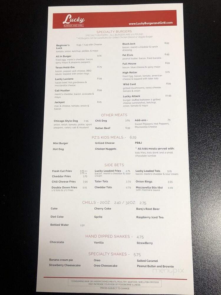Lucky Burger And Grill - Mundelein, IL menu_pic