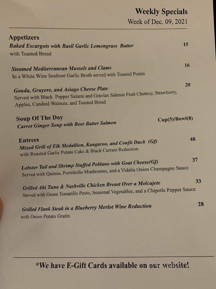 Black Bear Bistro - Algonquin, IL menu_pic