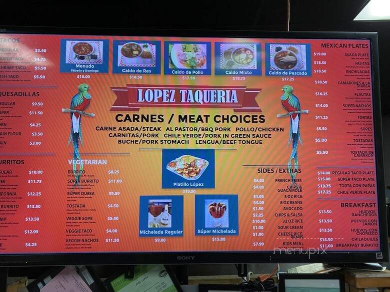 Lopez Taqueria - Sunnyvale, CA menu_pic