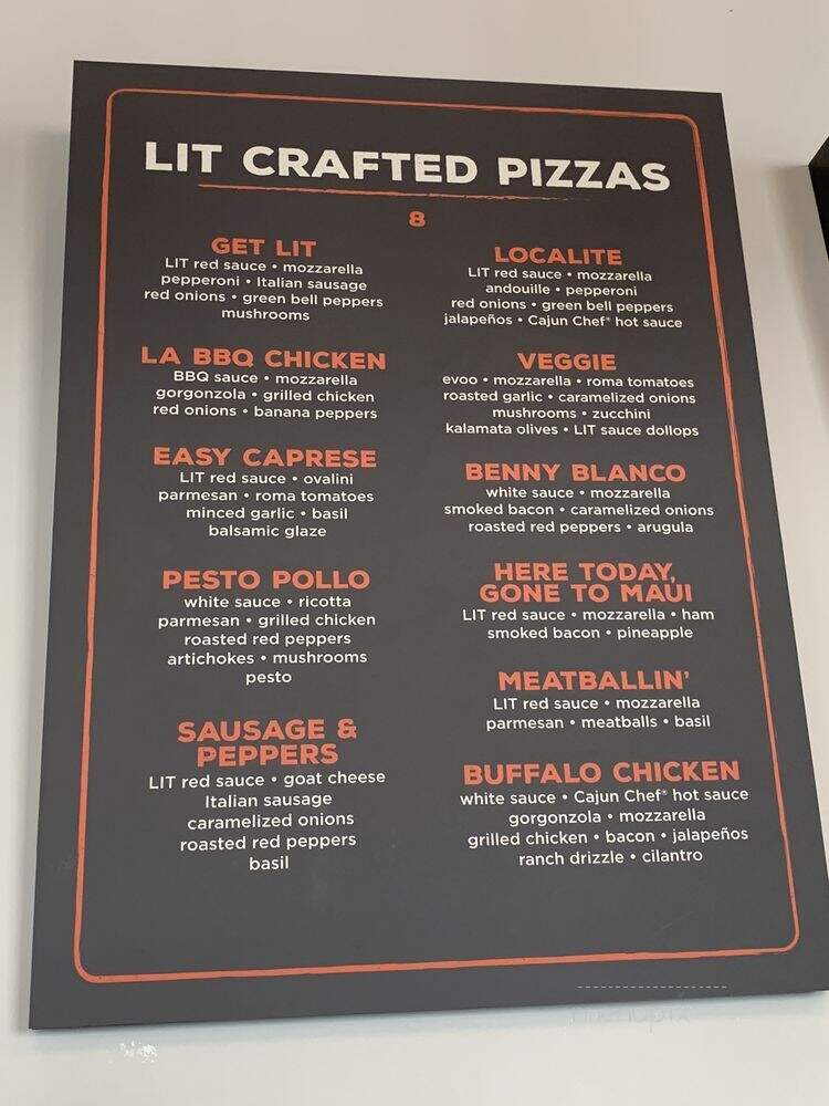 LIT Pizza - Baton Rouge, LA menu_pic