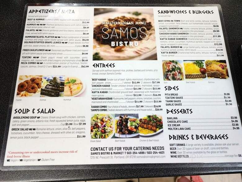 Samo's Bistro & Market - Portland, OR menu_pic