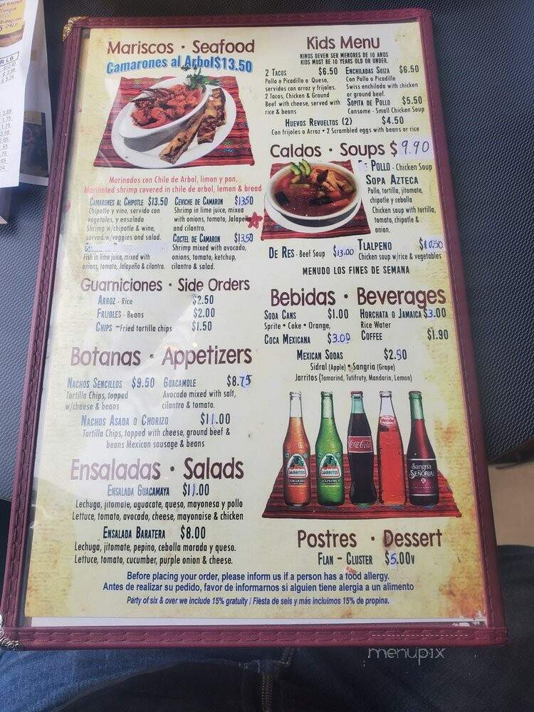 El Tezcal Mexican Restaurant - Chicago, IL menu_pic