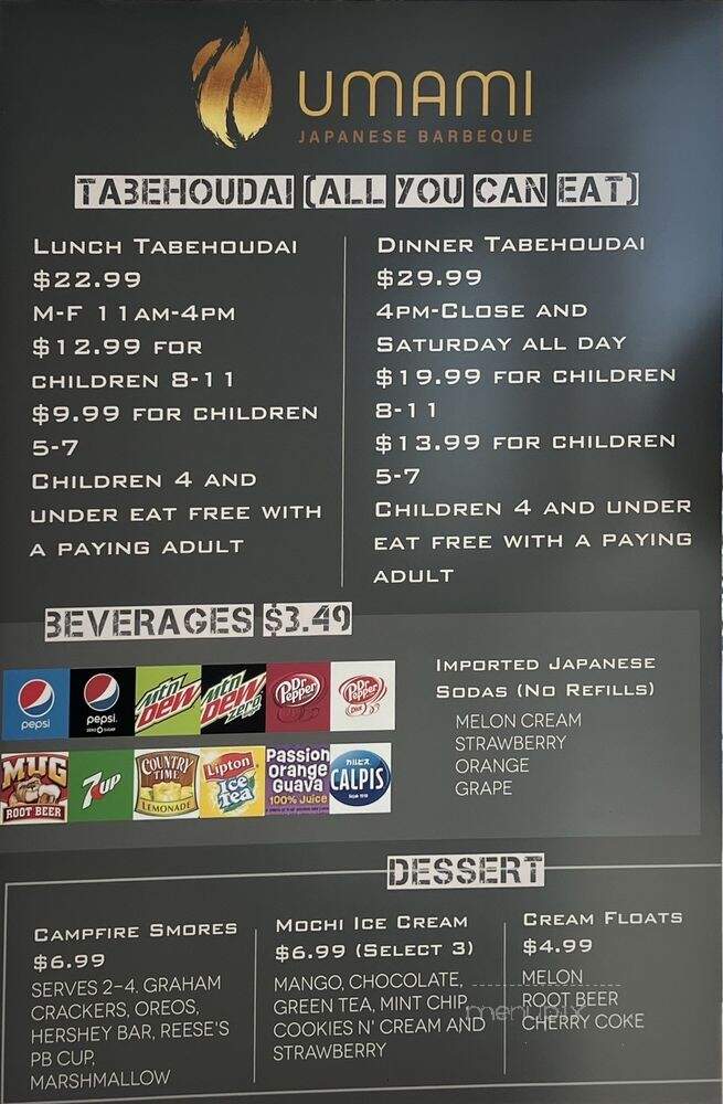 Umami Japanese Barbeque - Vineyard, UT menu_pic
