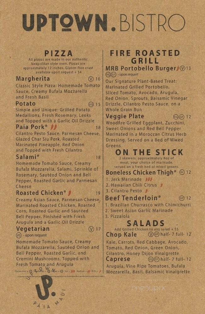 Maui Roasted Bistro - Paia, HI menu_pic