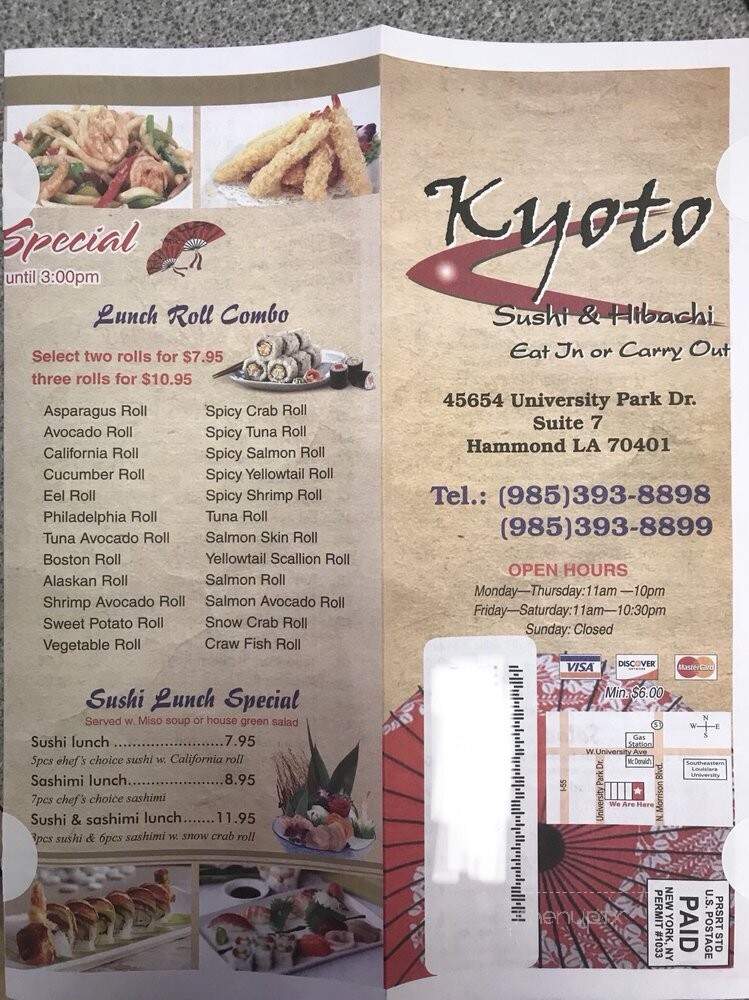 Kyoto Sushi & Hibachi - Hammond, LA menu_pic