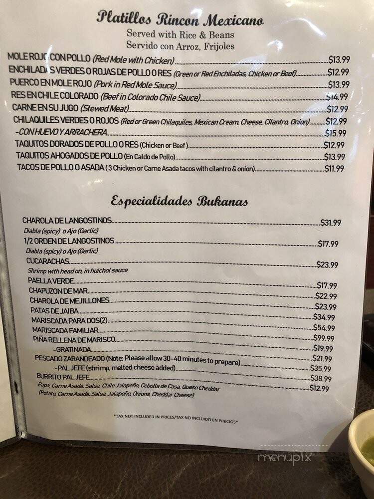 El Bukanas Mariscos - Sacramento, CA menu_pic