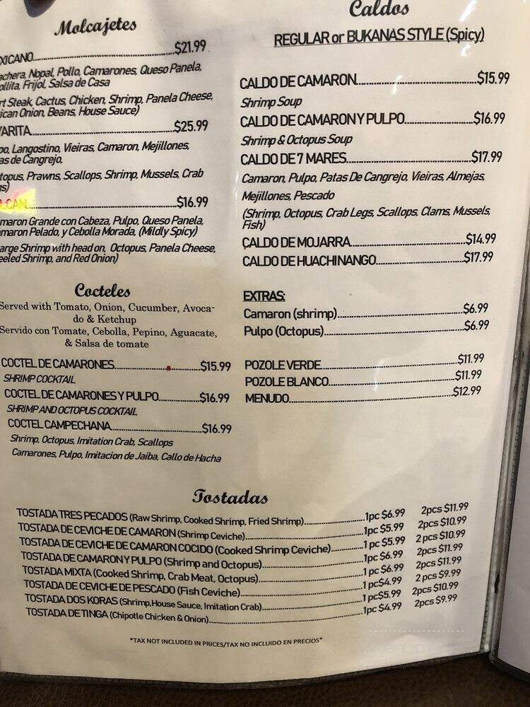 El Bukanas Mariscos - Sacramento, CA menu_pic