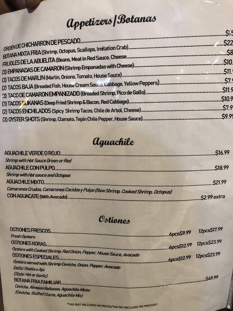 El Bukanas Mariscos - Sacramento, CA menu_pic