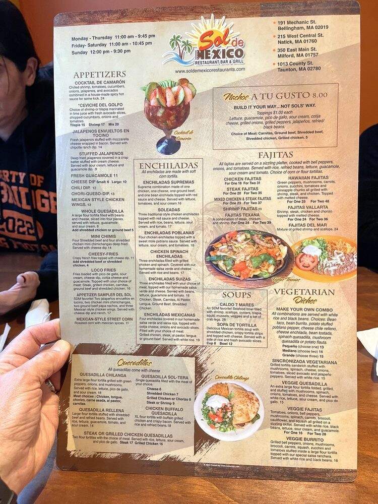 Sol de Mexico Bar & Grill - Bellingham, MA menu_pic