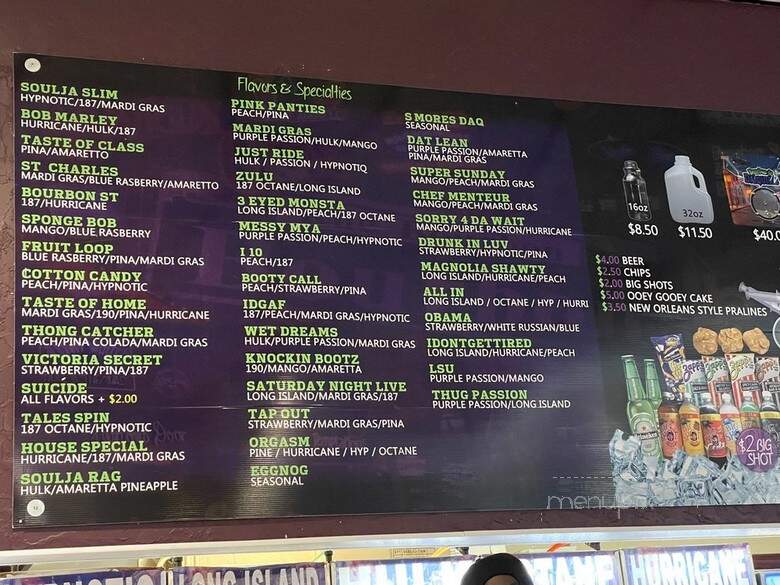 Bourbon St Daiquiris - Houston, TX menu_pic