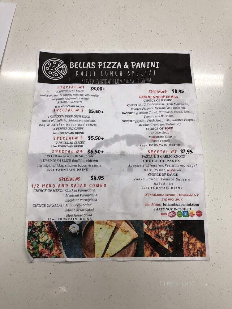 Bellas Pizza & Panini - Oceanside, NY menu_pic