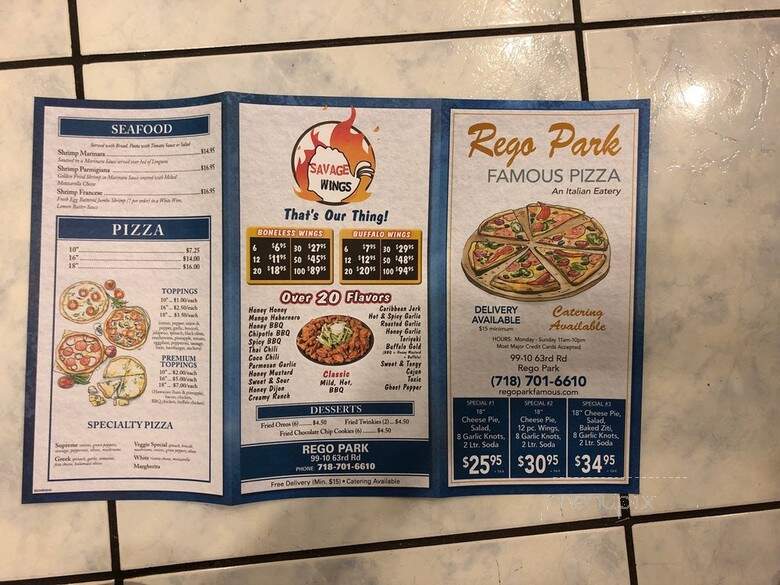 Rego Park Famous Pizza - Queens, NY menu_pic