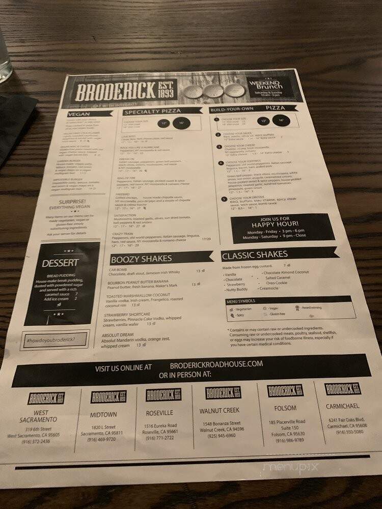 Broderick Roadhouse - Folsom, CA menu_pic