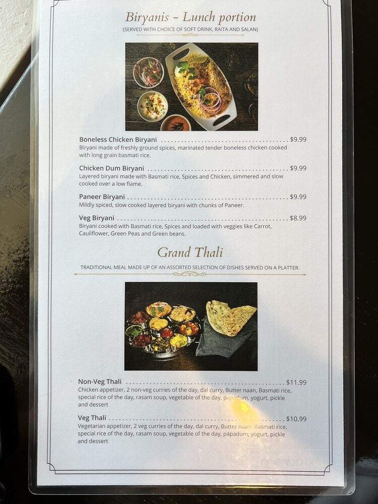 Amaravati Indian Cuisine - Brentwood, TN menu_pic