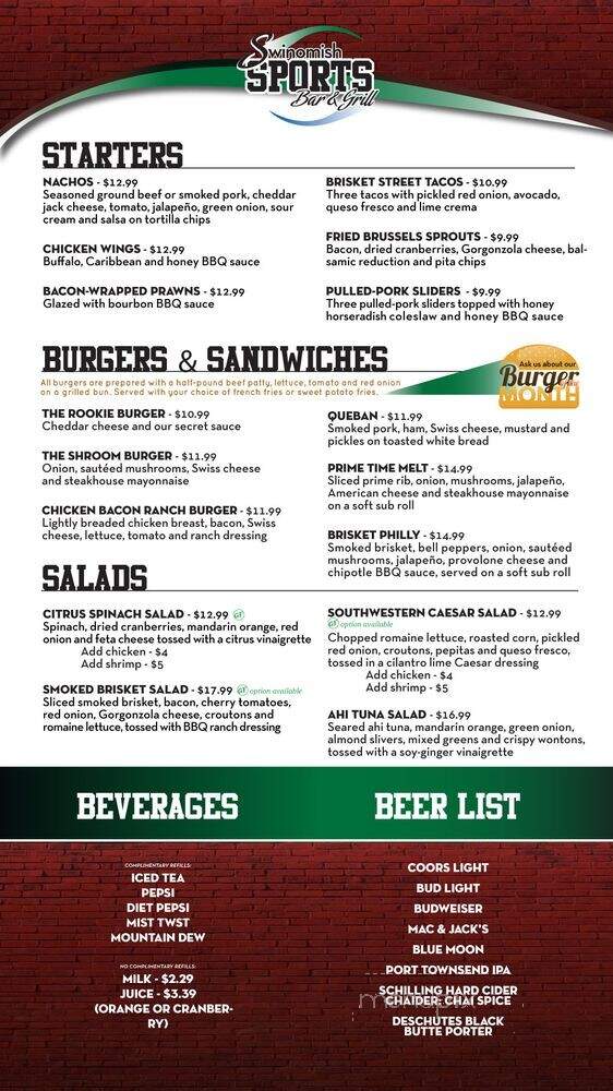 Swinomish Sports Bar & Grill - Anacortes, WA menu_pic