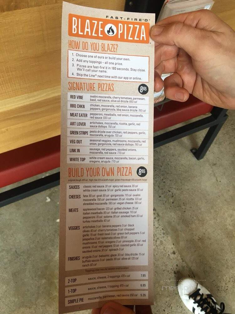 Blaze Fast-Fire'd Pizza - Rochester, NY menu_pic
