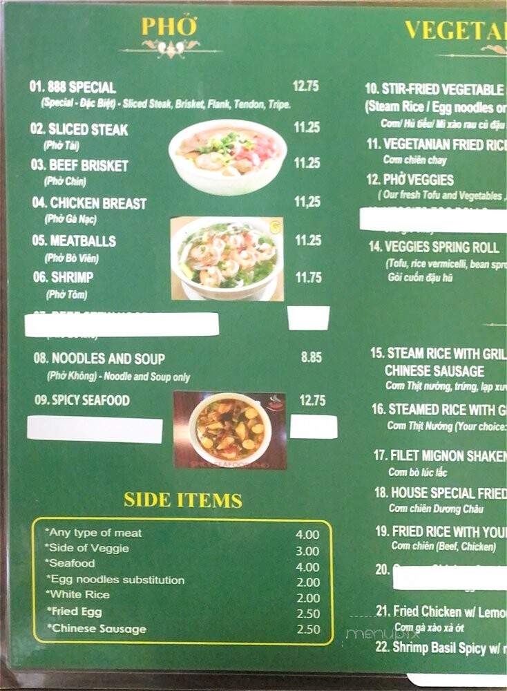 Pho 888 - Pomona, CA menu_pic