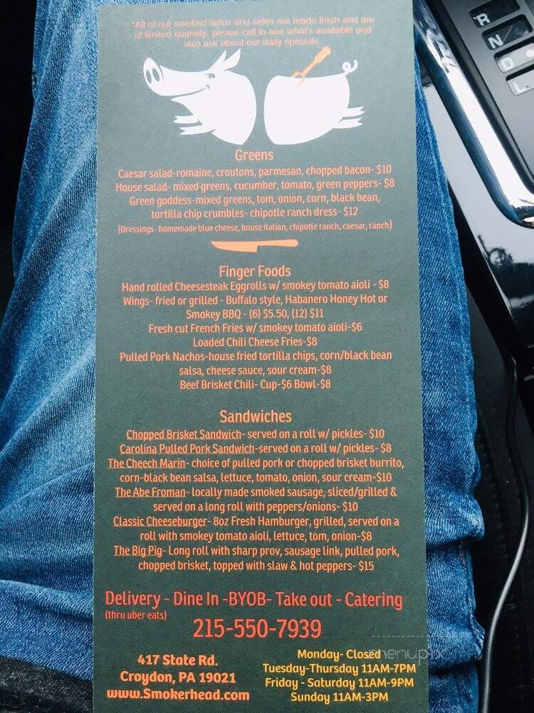 Smokerhead Barbecue - Croydon, PA menu_pic