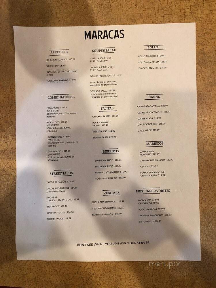 Maracas Mexican Restaurant - Spokane, WA menu_pic