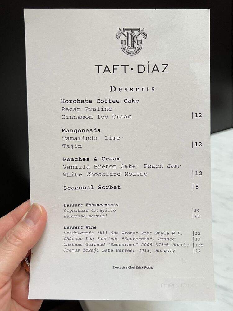 Taft Diaz - El Paso, TX menu_pic