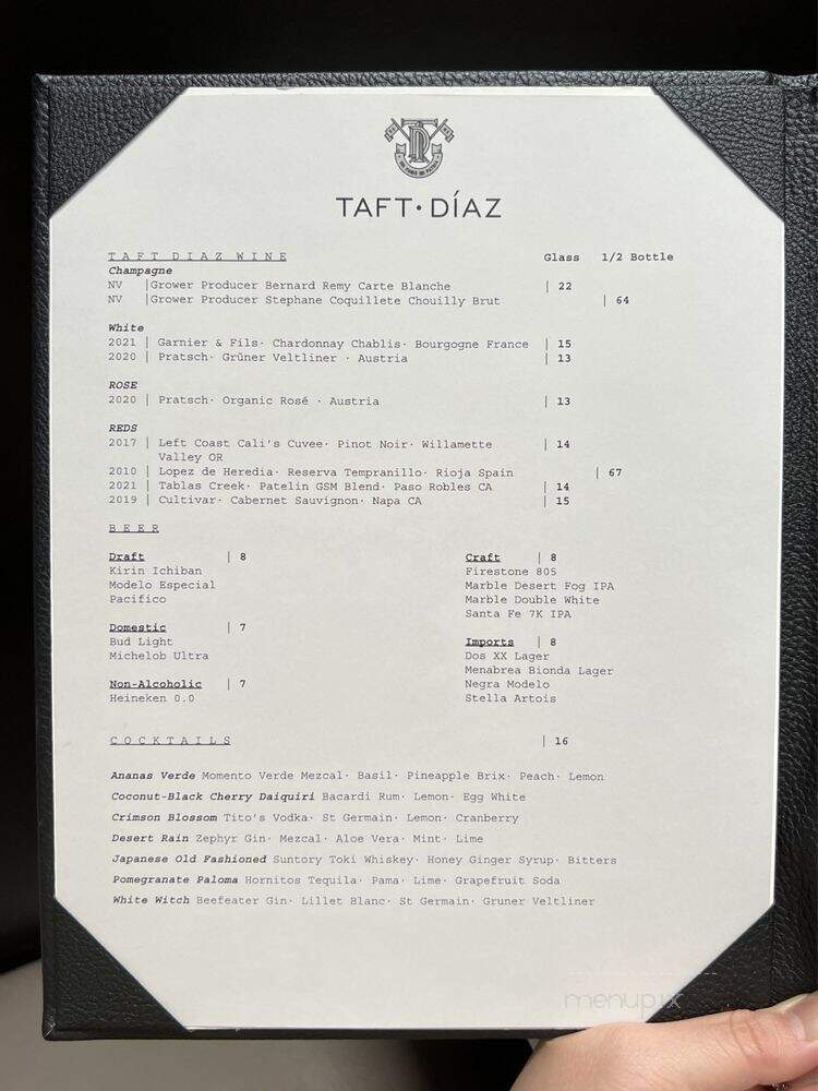 Taft Diaz - El Paso, TX menu_pic