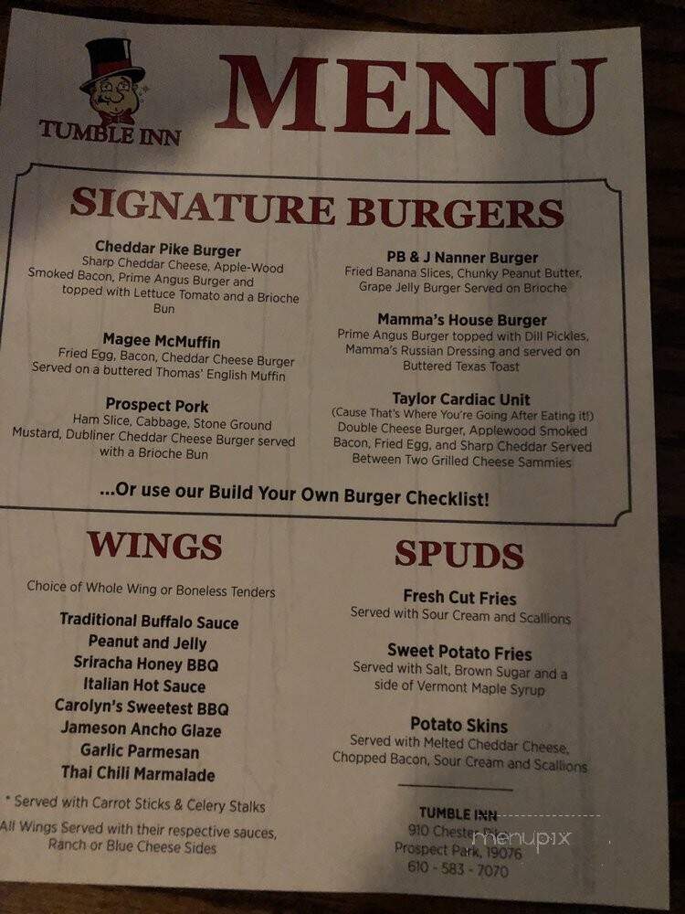 The Tumble Inn - Prospect Park, PA menu_pic