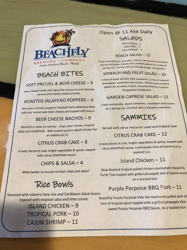 Beachfly Brewery - Melbourne, FL menu_pic