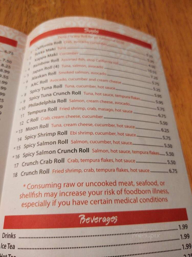 Fuji Hibatchi Wok & Sushi - Simpsonville, SC menu_pic