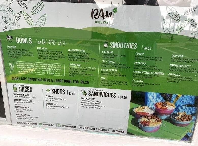 Raw Juice Cafe - Flagler Beach, FL menu_pic