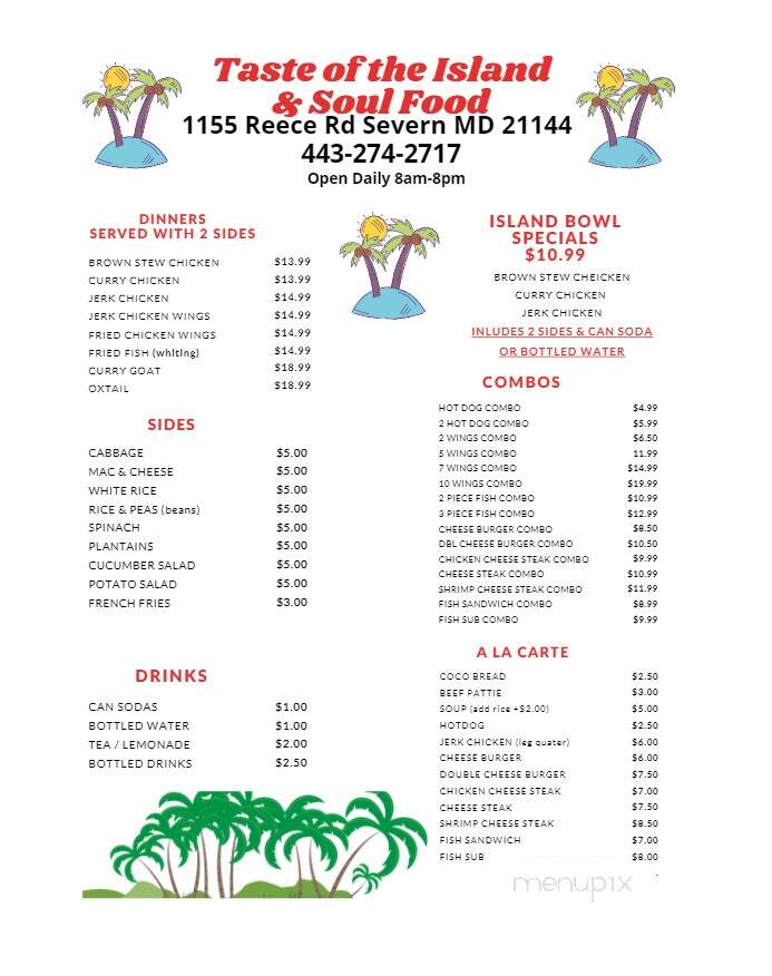 Taste Of The Island & Soul Food - Severn, MD menu_pic