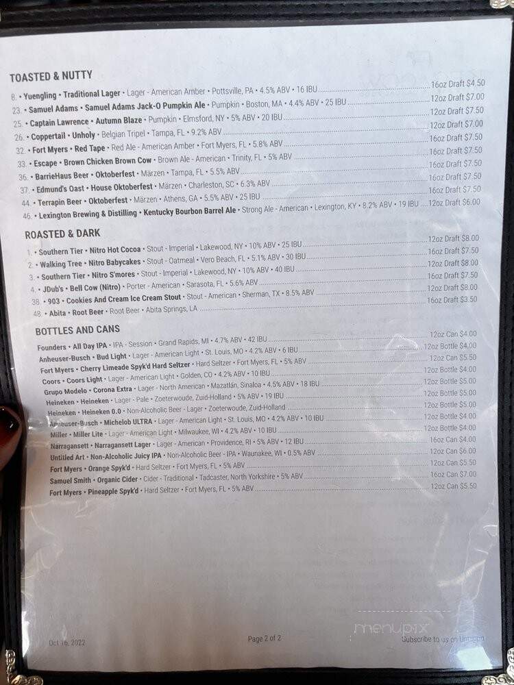 Keg & Cow - Cape Coral, FL menu_pic