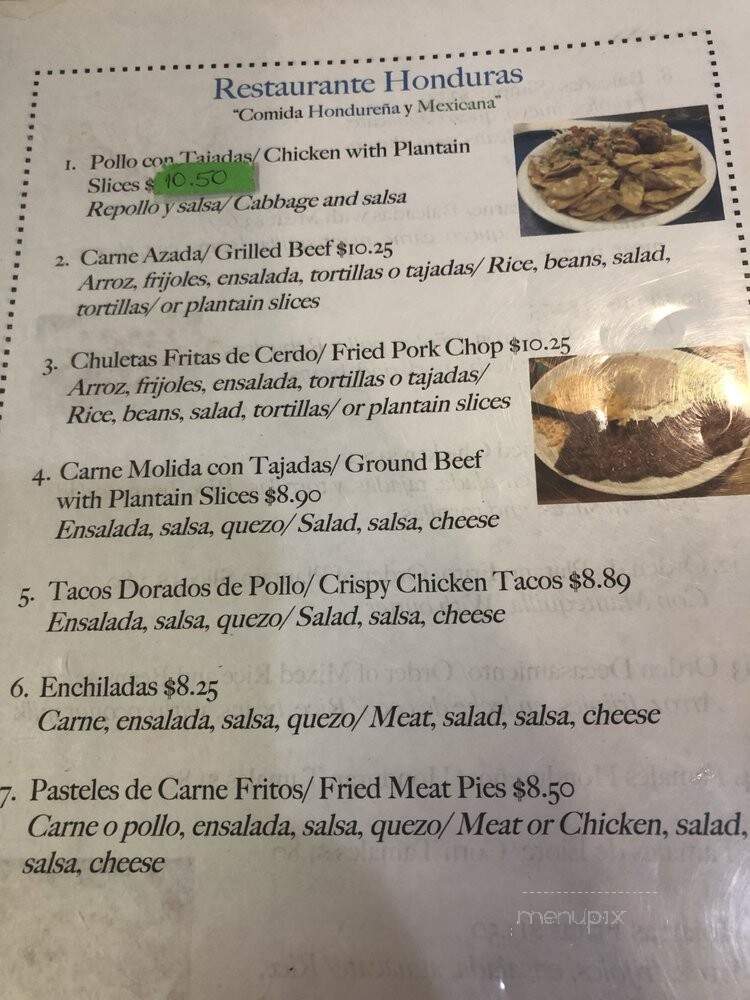 Restaurante Honduras - Nashville, TN menu_pic
