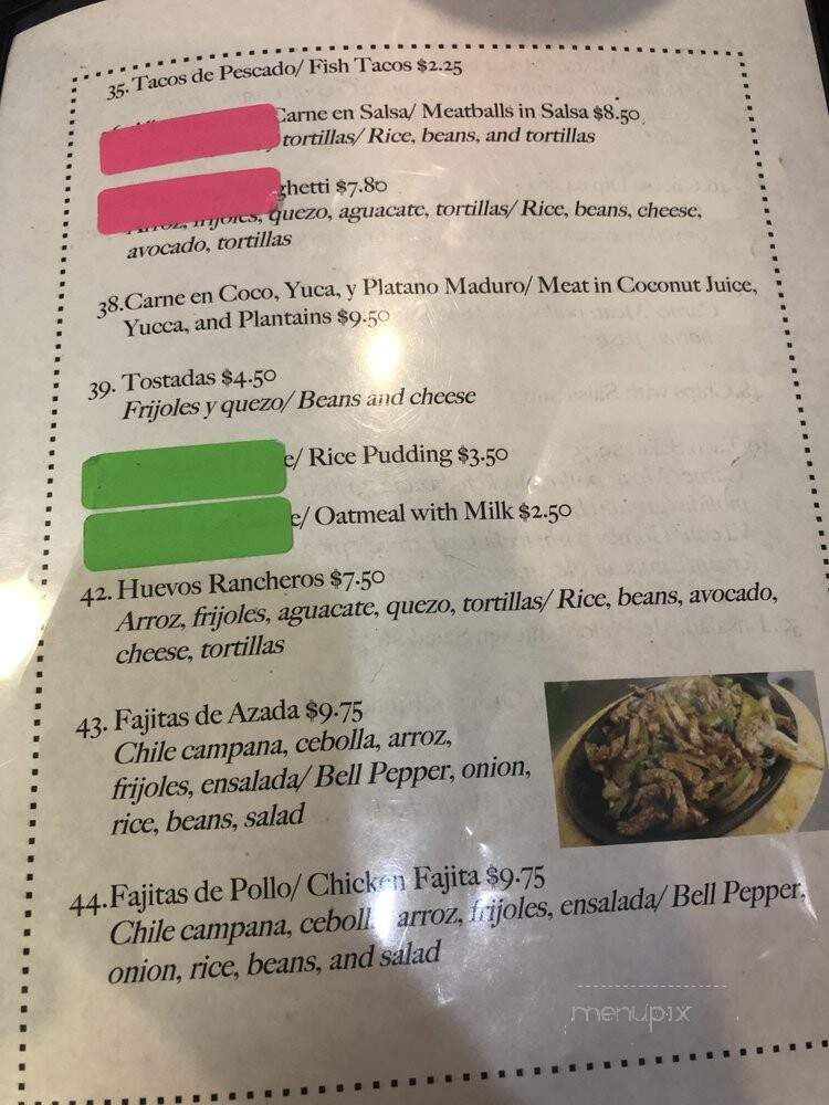 Restaurante Honduras - Nashville, TN menu_pic
