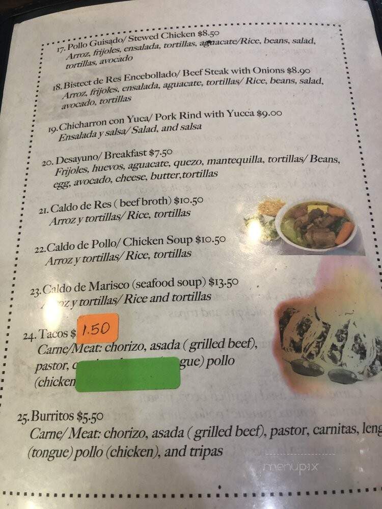 Restaurante Honduras - Nashville, TN menu_pic