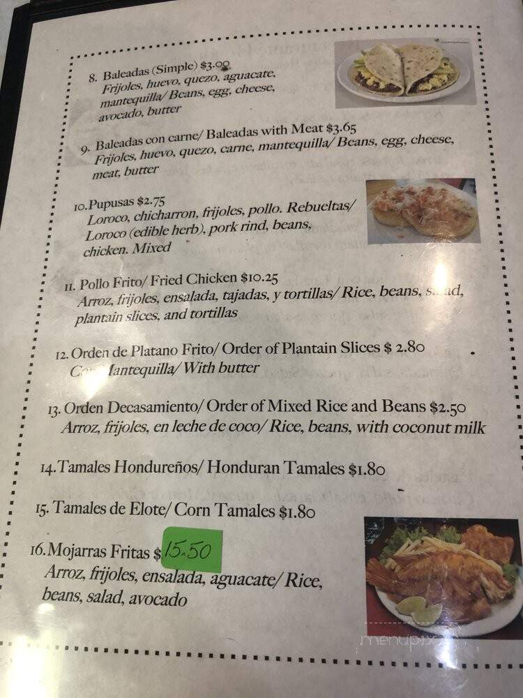 Restaurante Honduras - Nashville, TN menu_pic