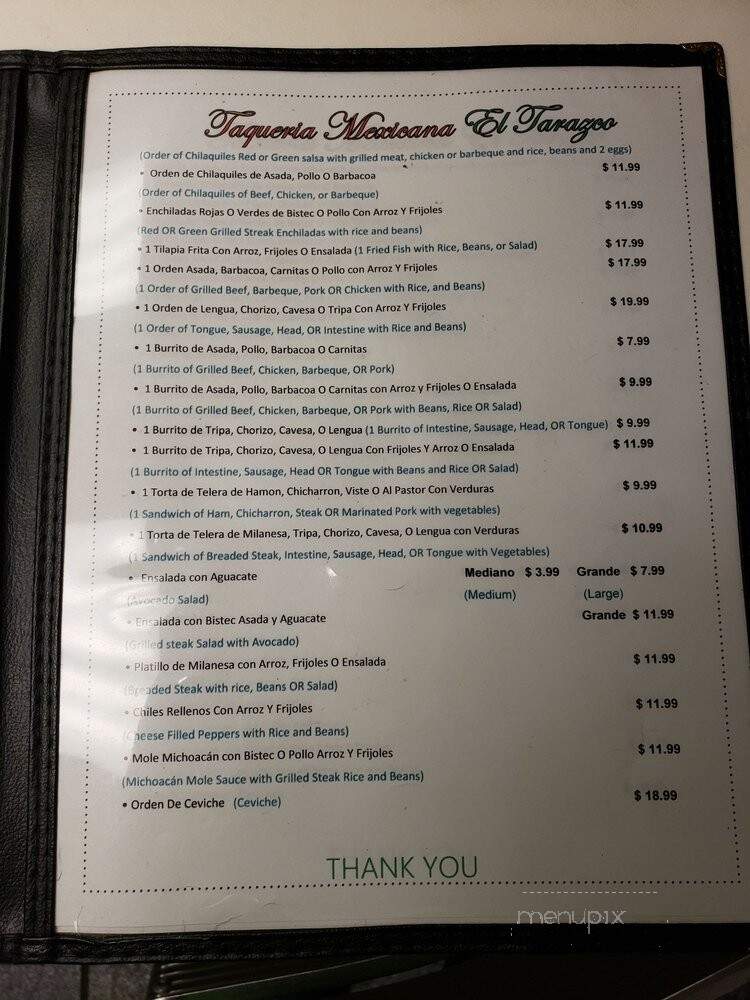 Taqueria Mexicana El Tarazco - Hallandale Beach, FL menu_pic
