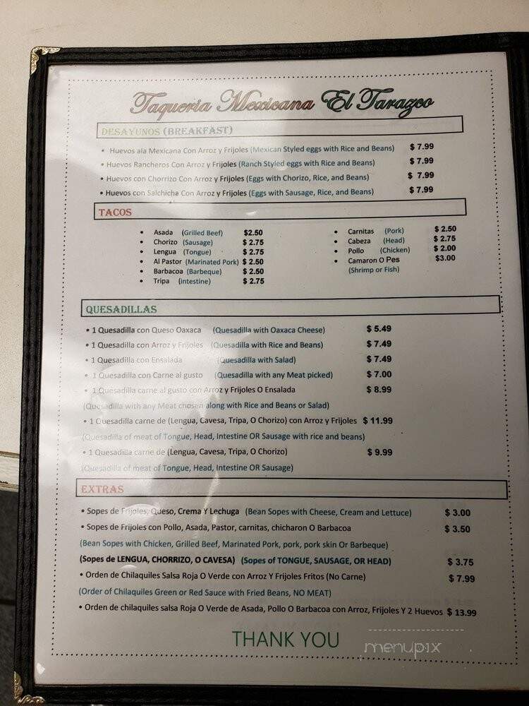 Taqueria Mexicana El Tarazco - Hallandale Beach, FL menu_pic