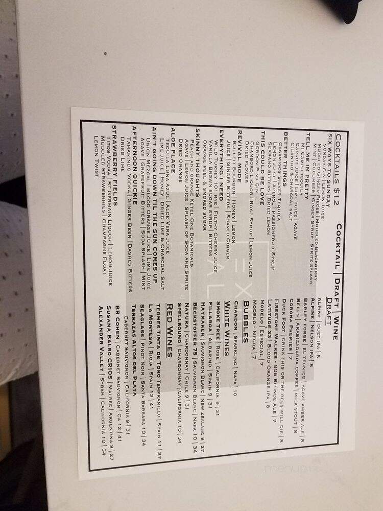 Exhale - Oceanside, CA menu_pic
